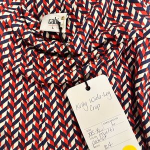 Cabi Red and Blue Patterned crop pants